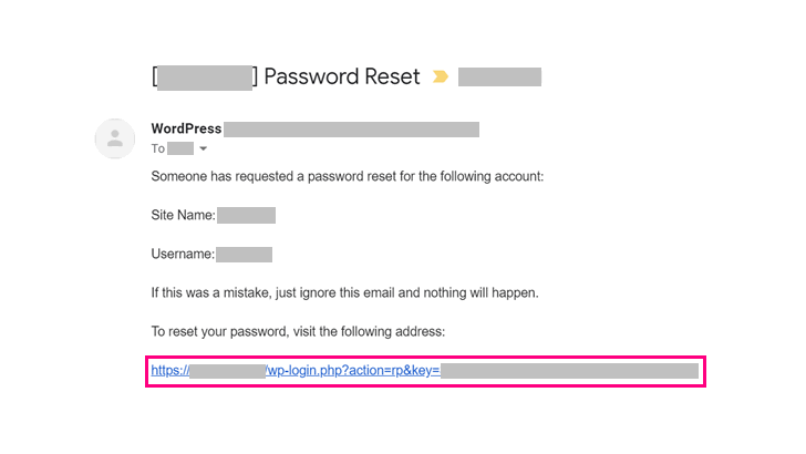 Password reset email